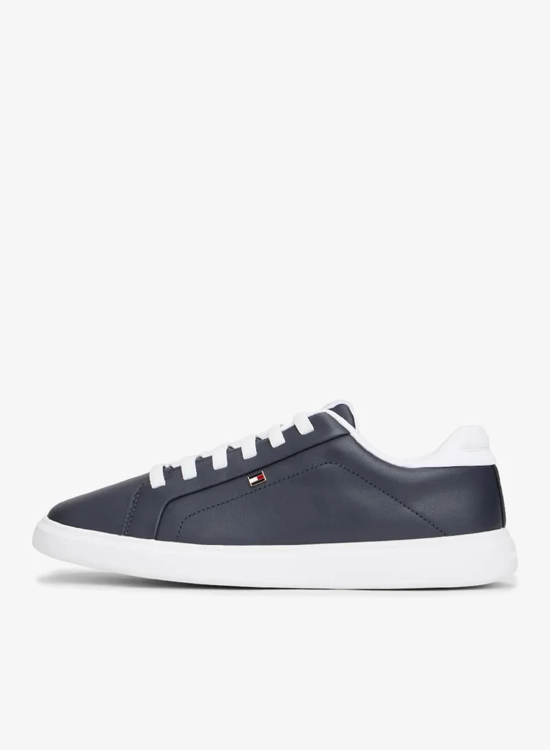 TOMMY HILFIGER Space Blue/White Lightweight Leather Cupsole Court Trainers for Women | Best Price UAE